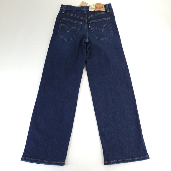 NWT Levi's Jeans Womens 25x27 Blue Dark Wash Ribcage Straight Ankle Distressed ` - Picture 13 of 16